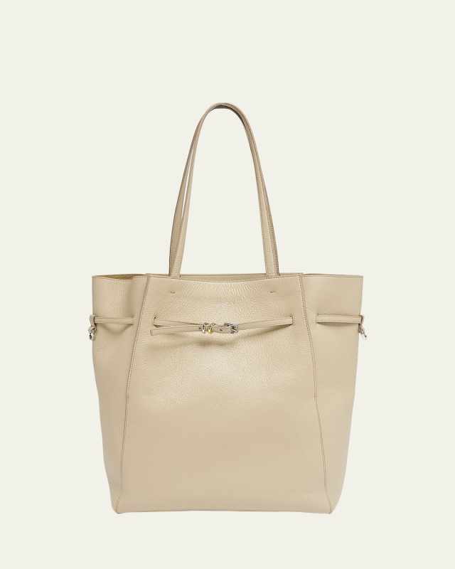 Voyou Medium North-South Tote Bag in Tumbled Leather